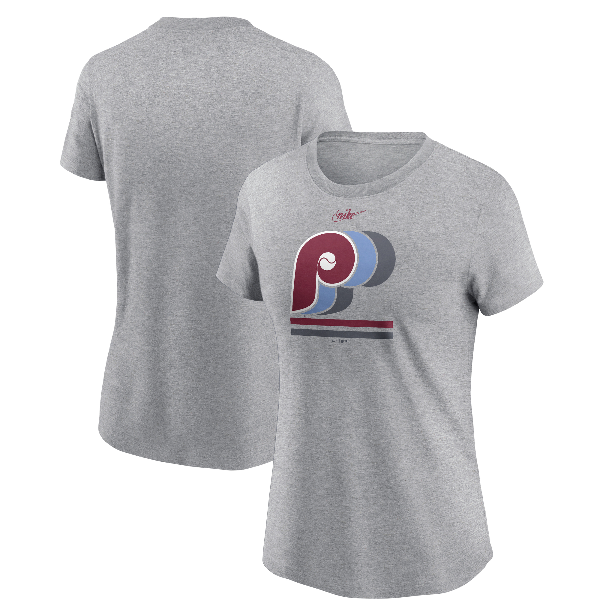 Women's-Nike Heather Gray Philadelphia Phillies Logo T-Shirt